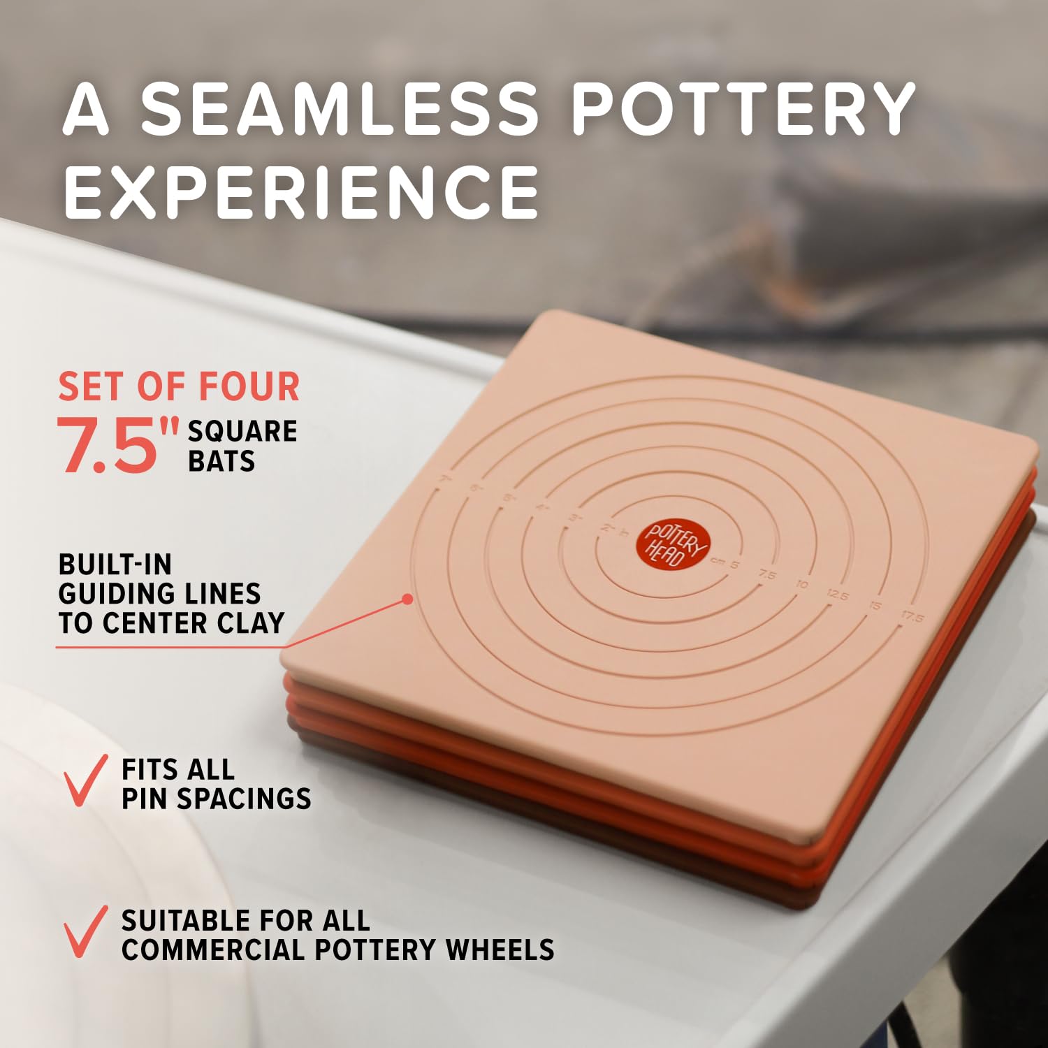 Pottery Head Pottery Bats for Pottery Wheel - Set of 4 Square 7.5