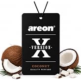 AREON X Version Coconut Paper Hanging Car Air Freshener - Pack of 12 | Long Lasting Fragrance - Rear View Mirror Design - Car Home Office Closet Use - Helps Reduce Odors