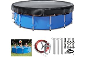 HOLDCOVER 28ft Round Pool Cover, Solar Cover for Above Ground Pools with Winch and Cable, Tear Resistant Solar Swimming Pool Cover, Winter Pool Cover Protector Ideal for Waterproof and Dustproof