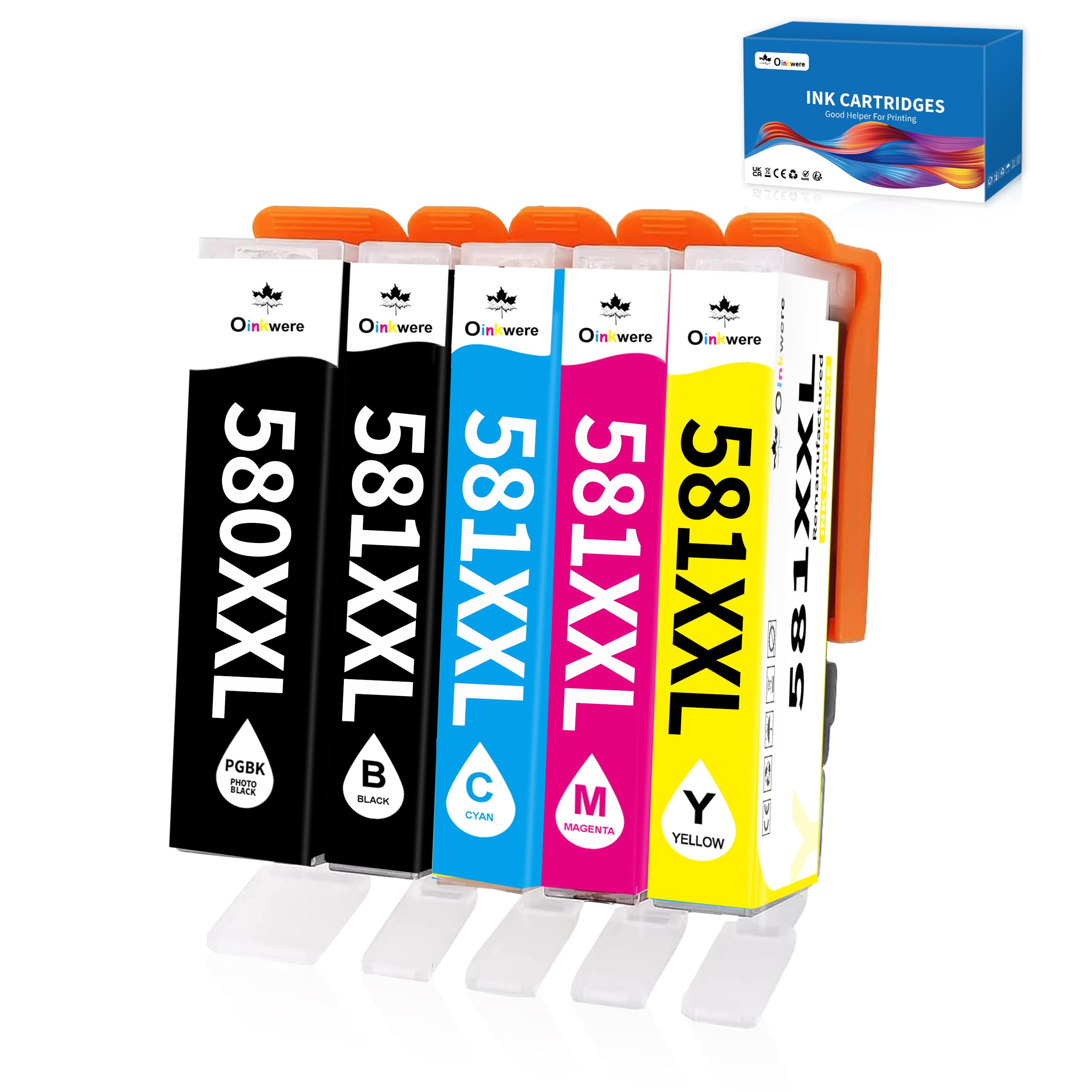 OINKWERE 580XXL 581XXL Ink Cartridges Replacement for Canon 580 & 581 Ink Cartridges Compatible for TS705A TS700 TS750 TS8350 TS6350 TS6250 TS8250 TR8550 TR7550 TS8151 TR8500 TS62500 TS6300 TS6351