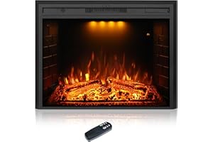 Dreamflame 36 inch Electric Fireplace, Wall Fireplace Electric with Remote Control, Realistic Log and Crackling Sound, Overheating Protection and Timer, 750/1500W Black