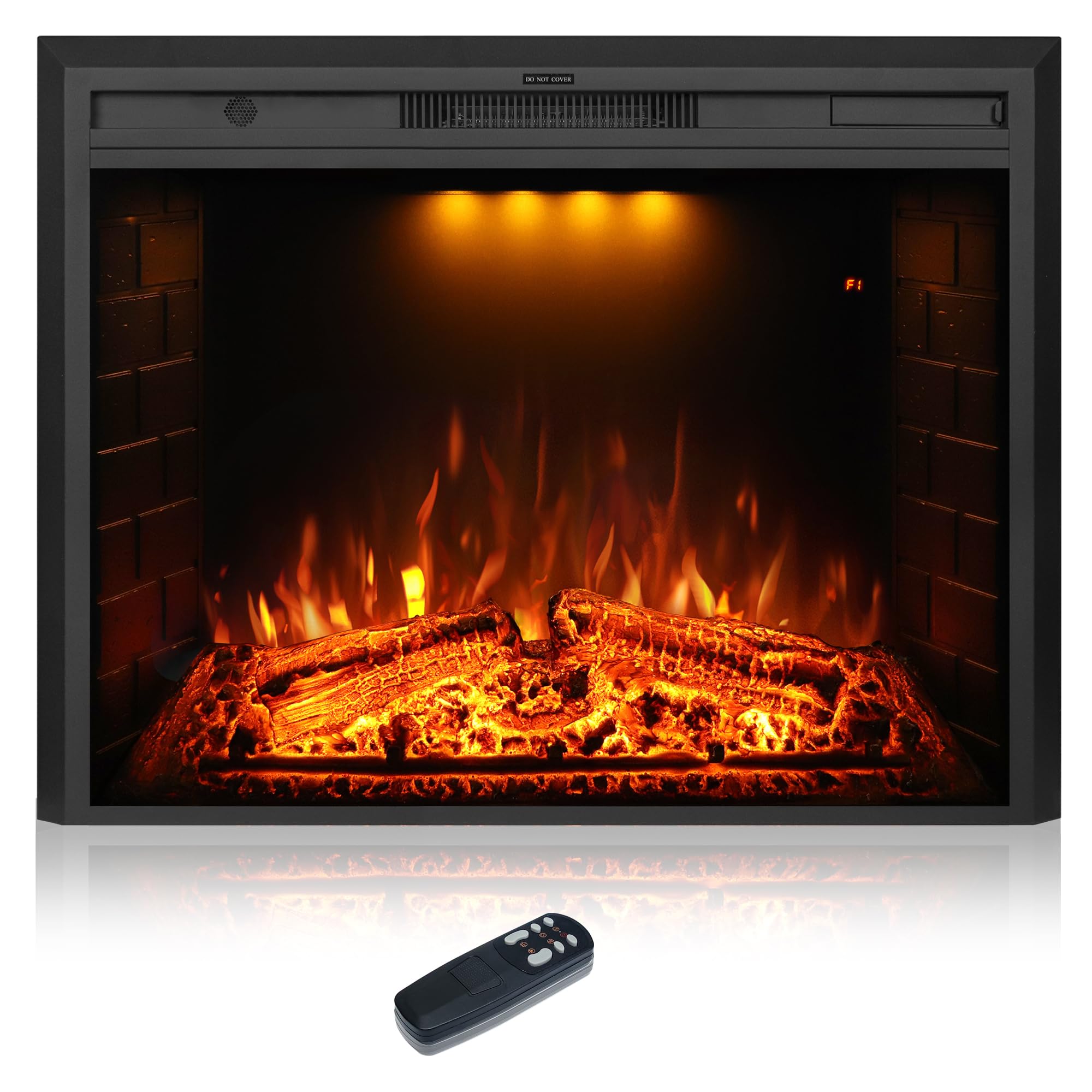 Photo 1 of Dreamflame 36 inch Electric Fireplace, Wall Fireplace Electric with Remote Control, Realistic Log and Crackling Sound, Overheating Protection and Timer, 750/1500W Black