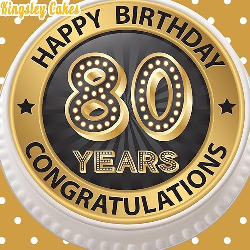 Happy 80th Birthday Cake Topper Made With Sugar Icing