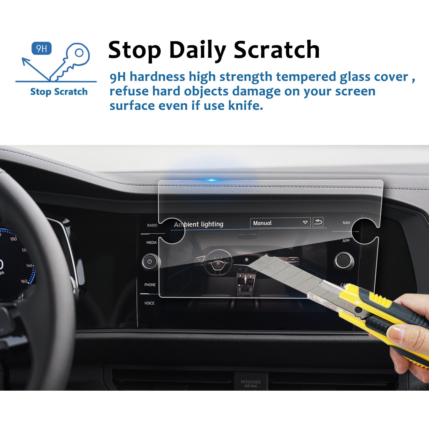 LFOTPP Car Navigation Screen Protector for 2019 Jetta GLI 8-Inch,Clear Tempered Glass Infotainment Display in-Dash Center Touch Screen Protector ...