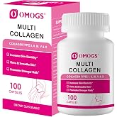 OMOGS Collagen Peptides Capsule，Naturally Sourced Hydrolyzed Collagen with prebiotic &amp; Cranberry Extract - Hair, Skin, Nail, Joint, Digestive Health &amp; Immune Support, Non-GMO, 100 Capsule