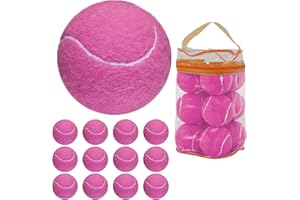 GKK Tennis Balls 12 Pack Durable Pressurized Tennis Balls Yellow Felt Training Tennis Balls High Bounce Practice Tennis Balls for Beginners Dogs