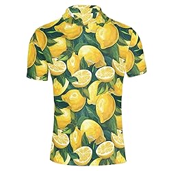 HUGS IDEA Lemon Print Mens Casual Shirts Summer
