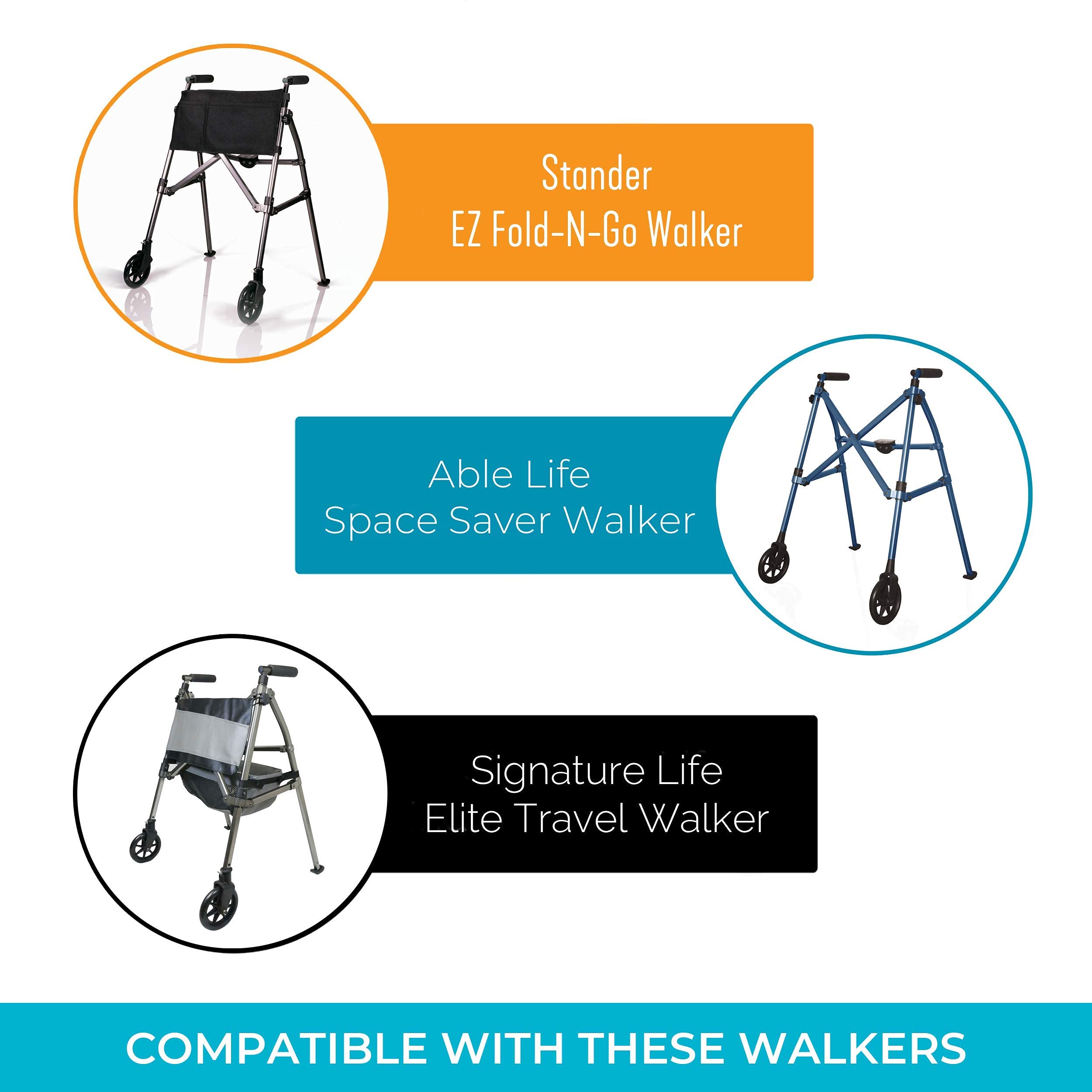 Stander Replacement 6-inch Walker Wheels, 6 Inch Rollator-Wheels for Adults, Seniors, and Elderly, Compatible with Stander's Wonder-Walkers and Wonder-Rollators, Set of 2