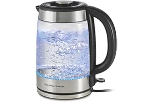 Hamilton Beach Electric Tea Kettle, Water Boiler & Heater, 1.8 Liter, Cordless Serving, 1500 Watts for Fast Boiling, Auto-Shutoff and Boil-Dry Protection, Easy-View Glass (40853C)