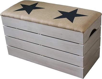 Liza Line BAÚL Grande de Madera (Blanco Envejecido), Banco de