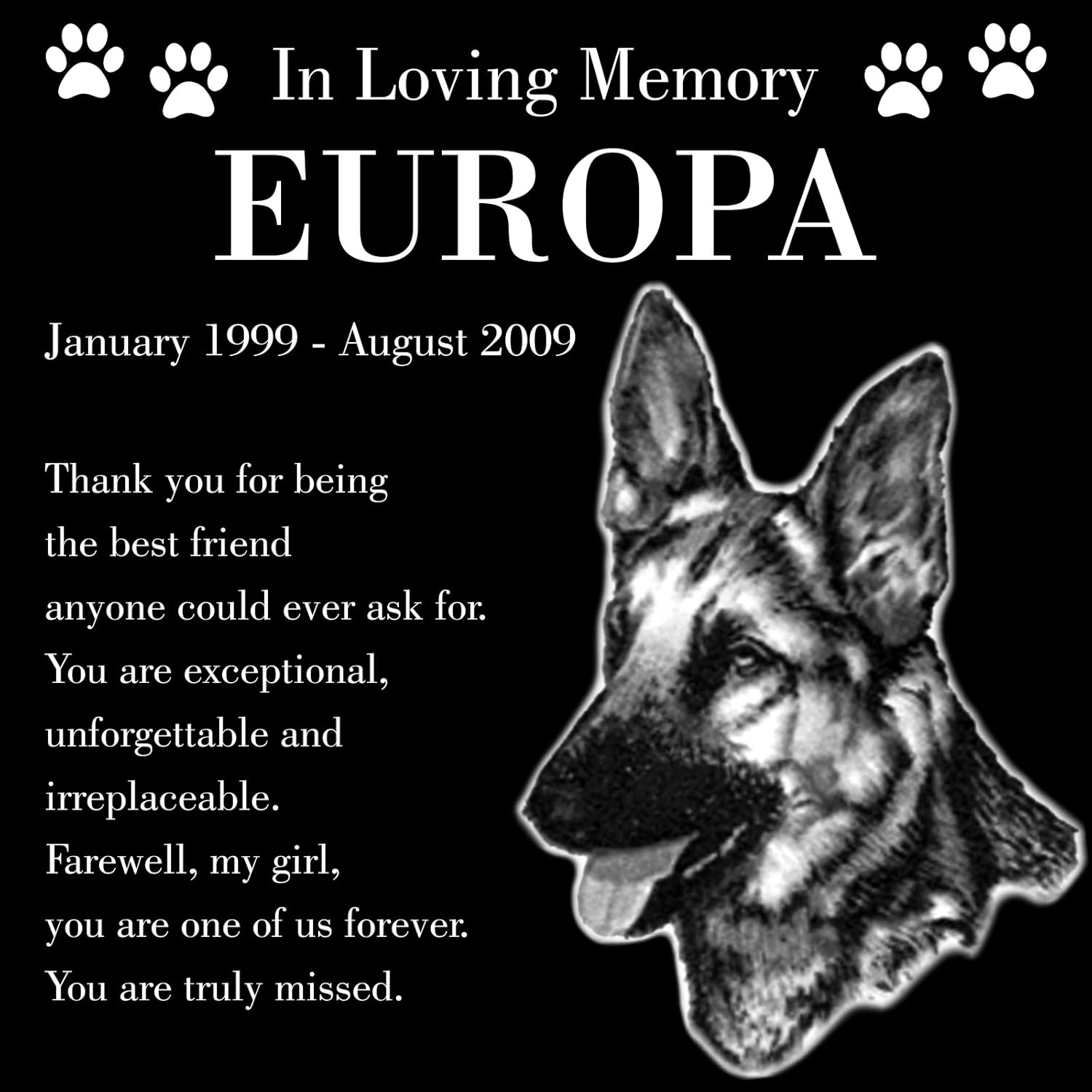 german shepherd memorial stone