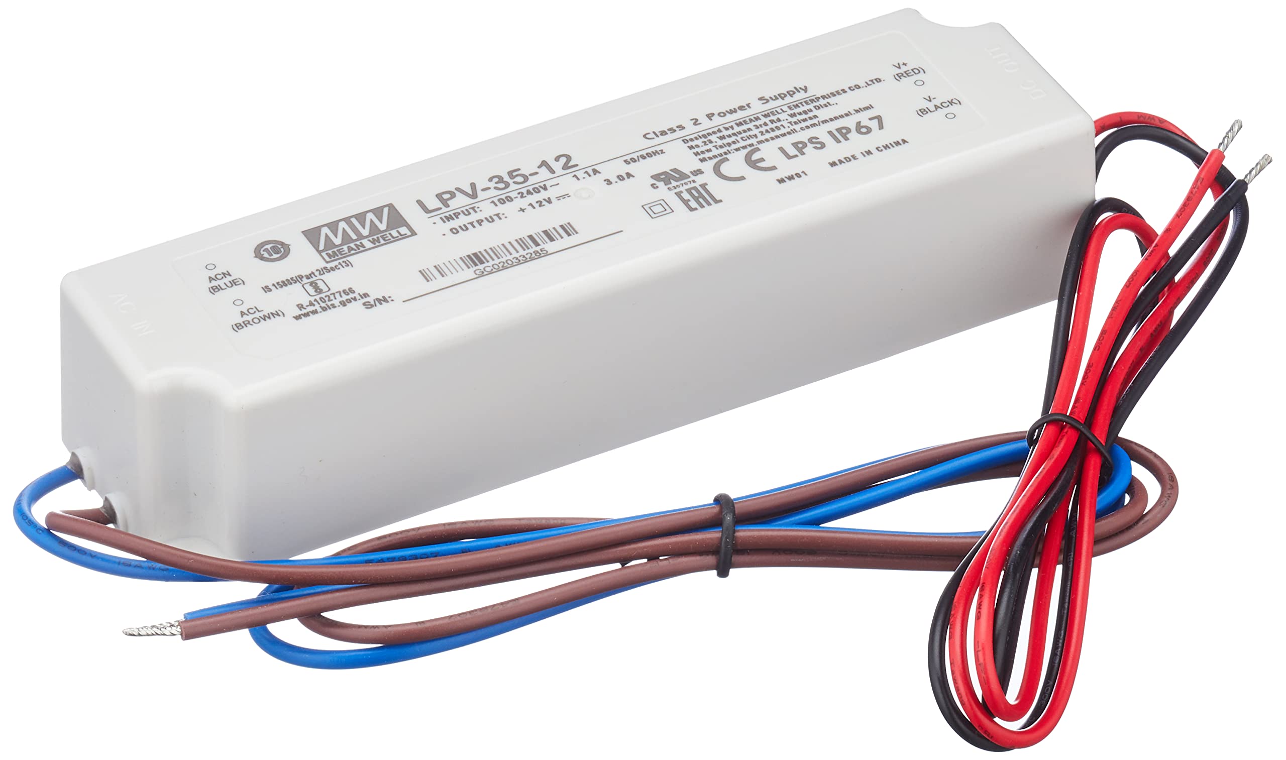 35W 12V 3A LPV-35-12,Mean Well, Waterproof LED Change Power Supply,Converter for Transformer,Switching Power Supply AC-DC