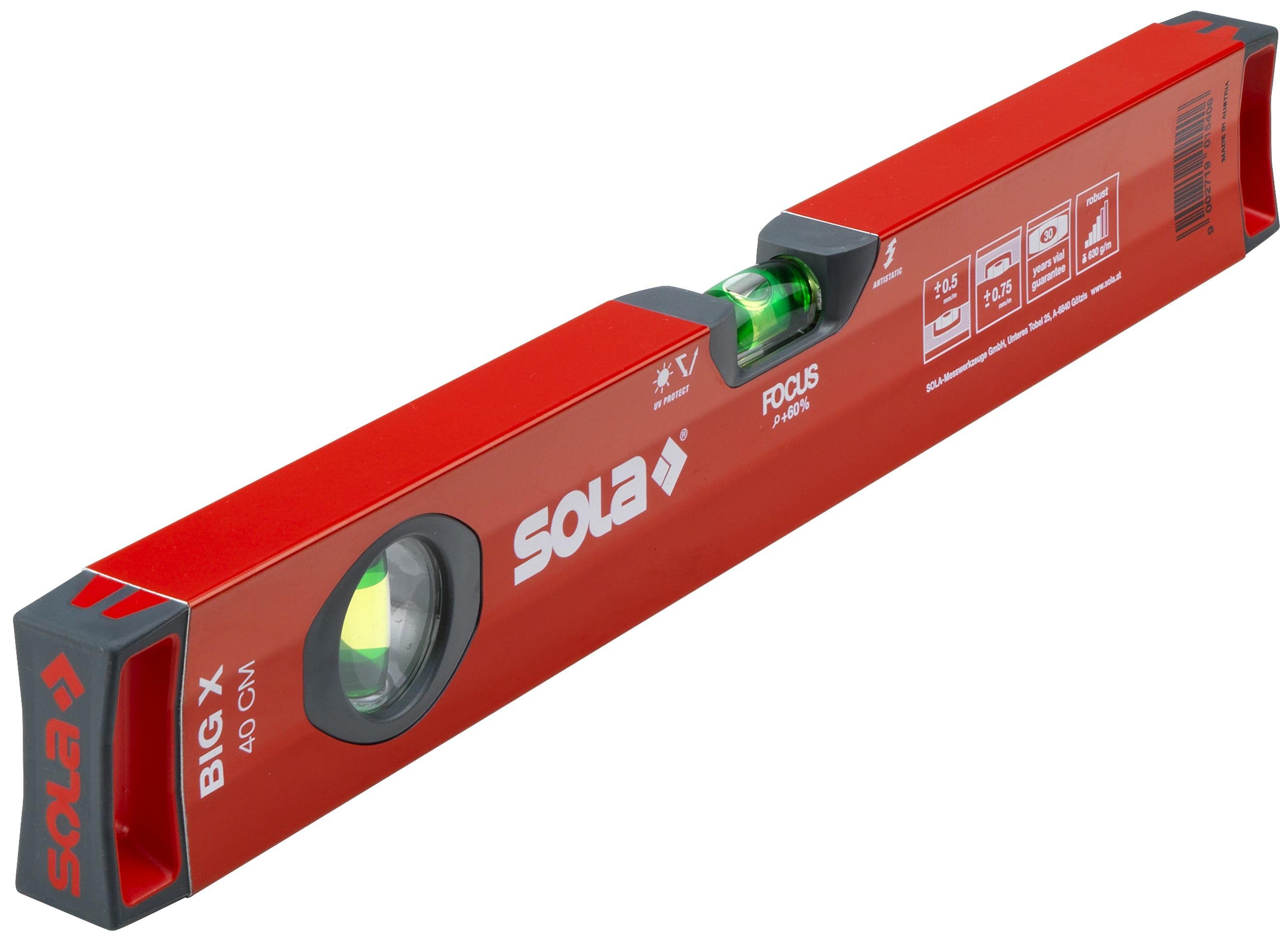 Sola BIG X 40 40 cm Box profile Spirit Level - Red