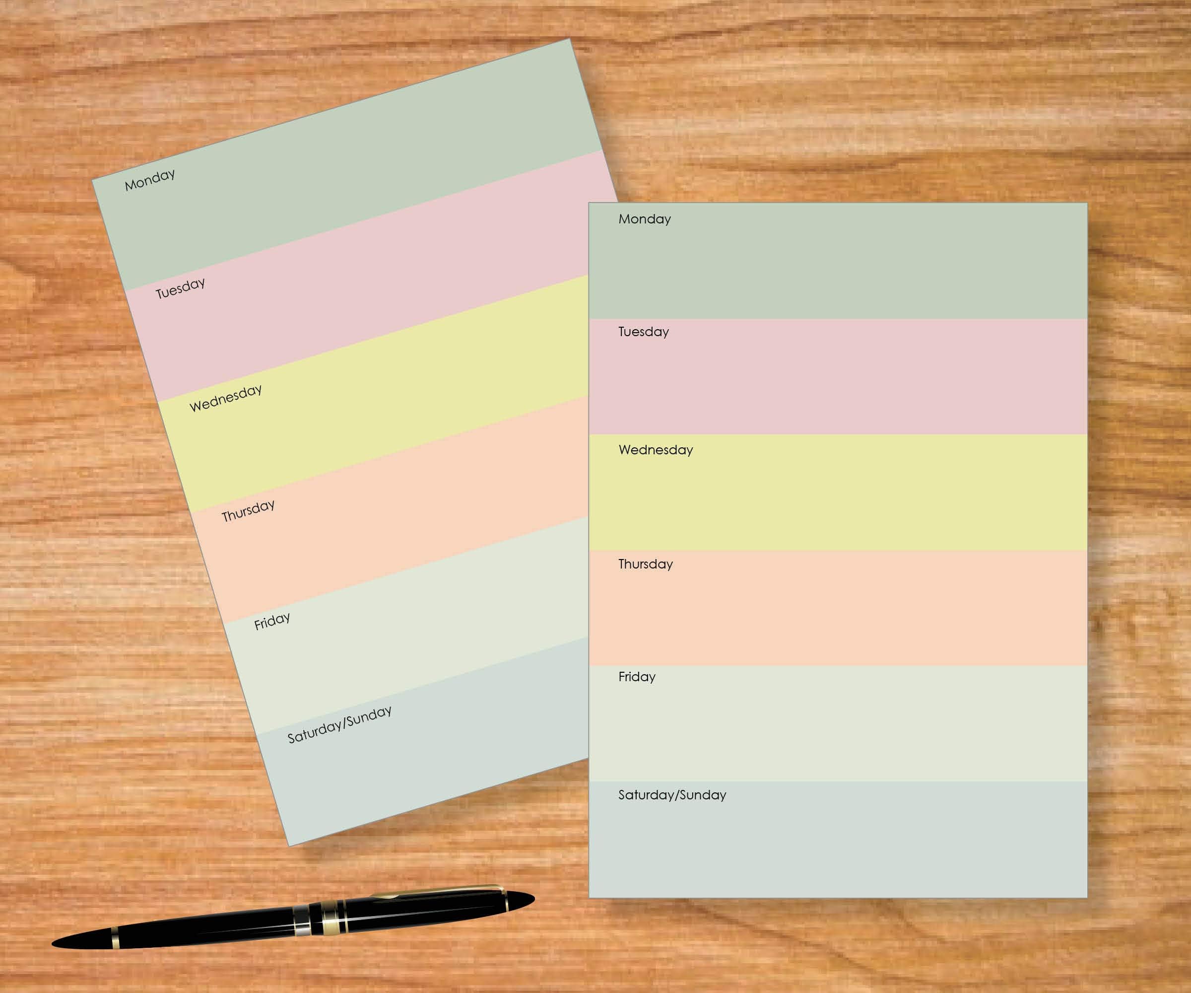 2 Packs of Weekly Planner—Colorful— Planner—Undated—Daily Planner—Office —Student —Organizer—Home Planner—Pack of two— 6 x 9” Notepad— 50 sheets per pad.