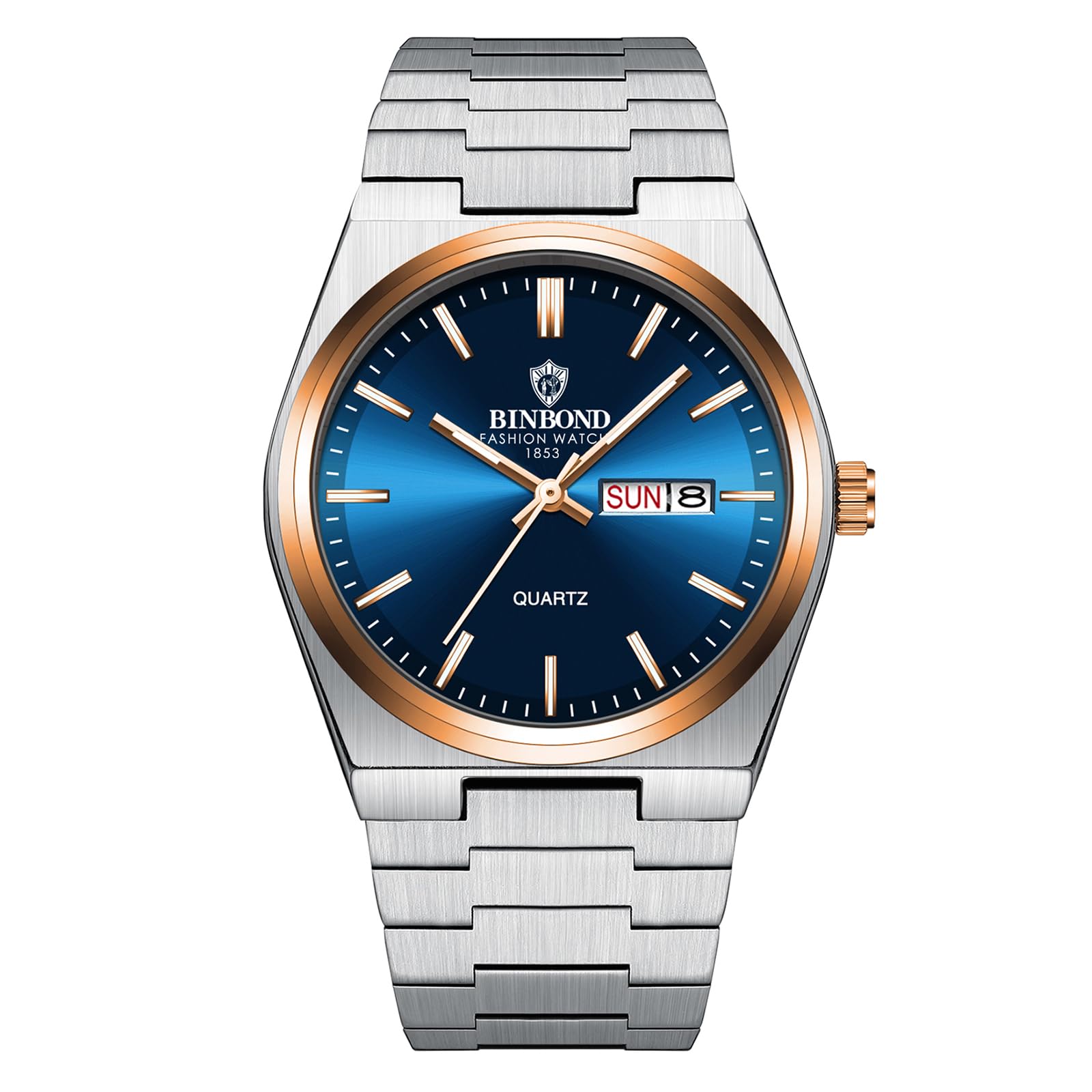 OIDEA Herren Armbanduhr mit Datum Tagesanzeige: Silber Gold Edelstahl Armband Grün Blau Zifferblatt Analog Quarz mit Leuchtzeiger Klassisches Elegantes Geschenk für Männer