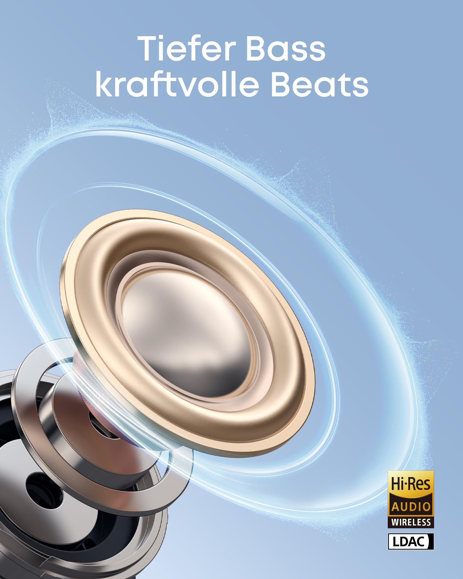 soundcore C50i by Anker, Open-Ear Kopfhörer, Clip-On Earbuds, Ultra-bequem, Open-Ring Design, 12mm Treiber für kraftvollen Bass, klare Anrufe mit KI, KI-Echtzeit-Übersetzung, fester Halt, Hi-Res, IP55 4