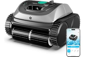 WYBOT C1 Robotic Pool Vacuum for Inground Pools, 150min Runtime Cordless Pool Cleaner, 4-in-1 Wall & Waterline Cleaning Up to 1,614Sq.ft, Smart Navigation, App Support (Grey)