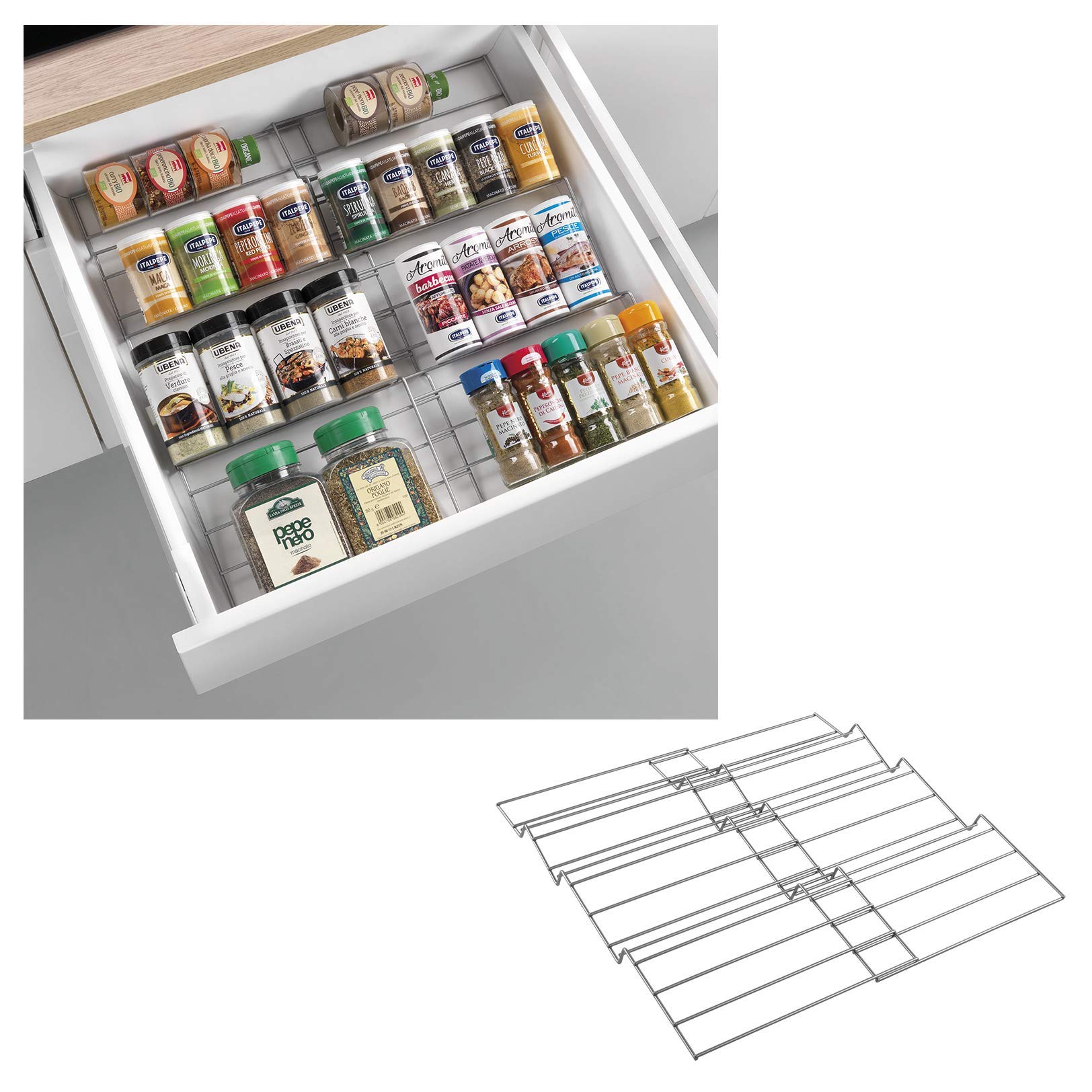 Metaltex Spice Rack, Silver, 26 x 42 x 3 cm