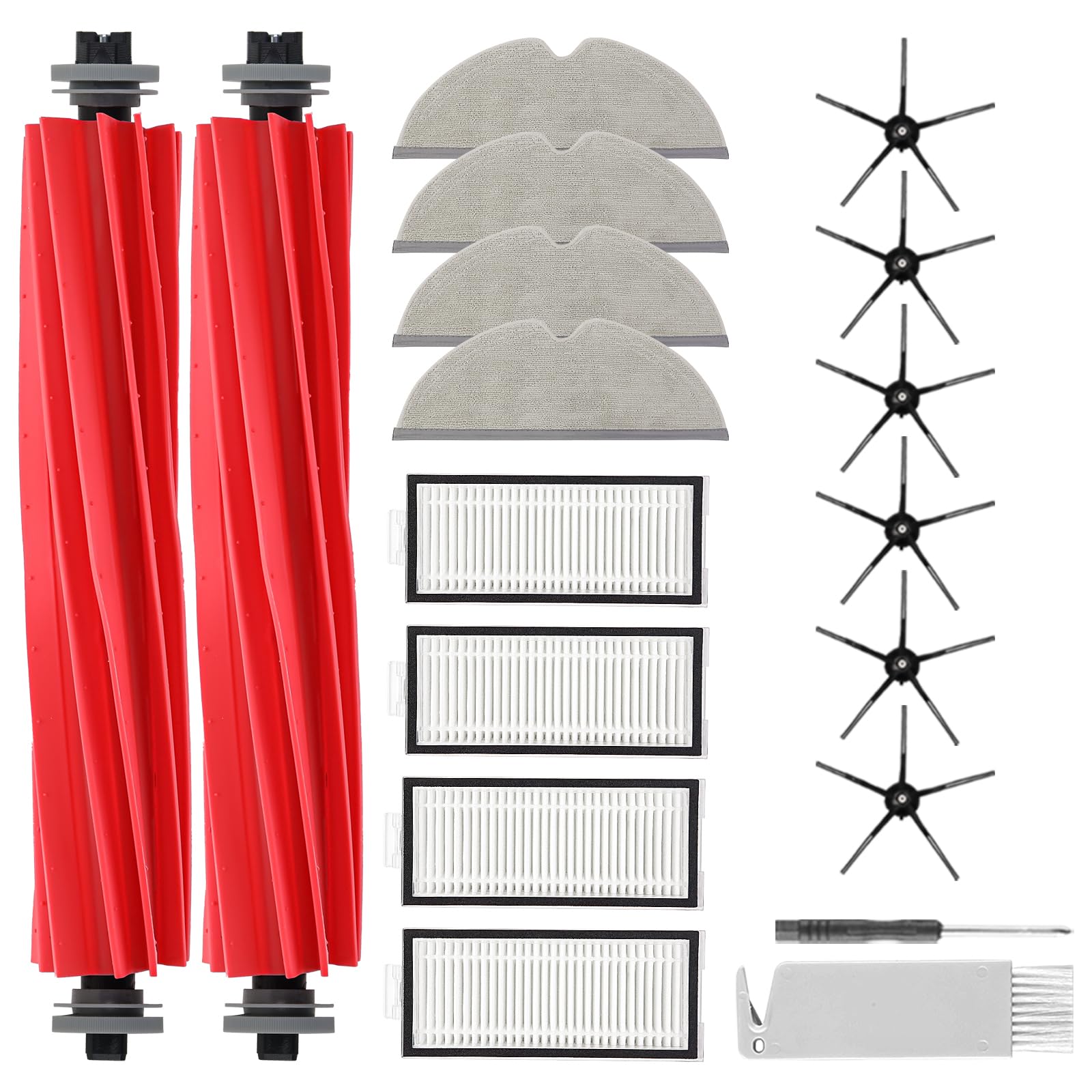 Photo 1 of 18Pcs Q7 Accessories Kit Replacement Compatible with Roborock Q7 / Q7+ / Q7 Max / Q7 Max+ Robot Vacuum, 2 Main Brush, 4 Mop Cloth Pads, 6 Side Brushes, 4 Washable Filter, 1 Tool (Not for Q7 M5)