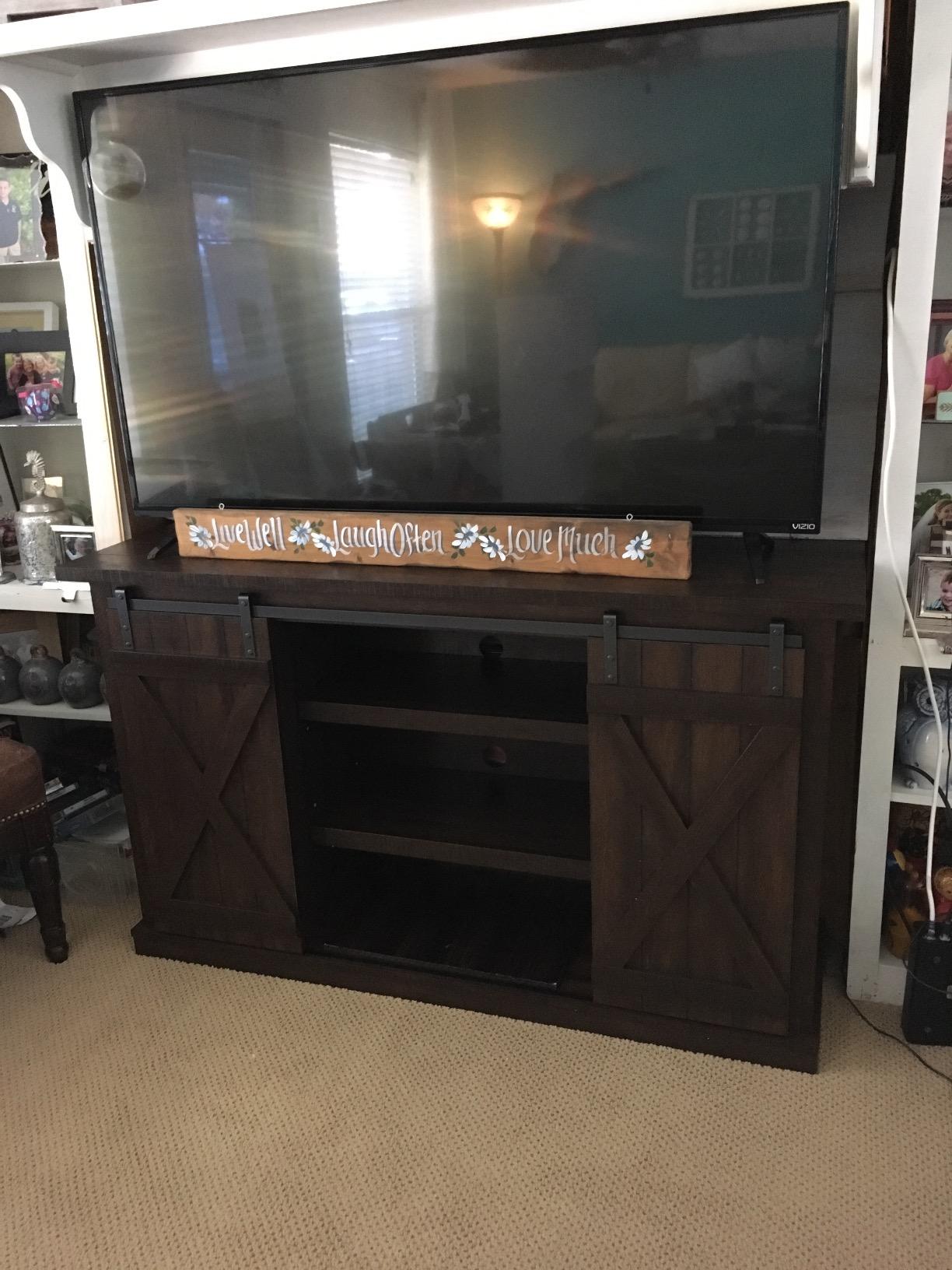 28/mo Finance Pamari Wrangler Sliding Barn Door TV Stand, OffWhite Buy Now, Pay Later