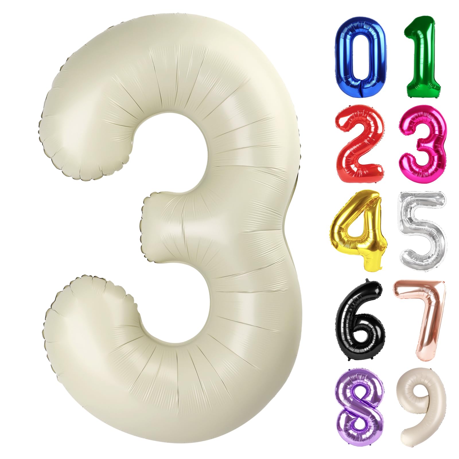Photo 1 of 3 Balloon - Cream Birthday Number Balloons, 40 Inch Large Foil Balloons for Men Women Boys Girls Cream Themed Birthday Decorations