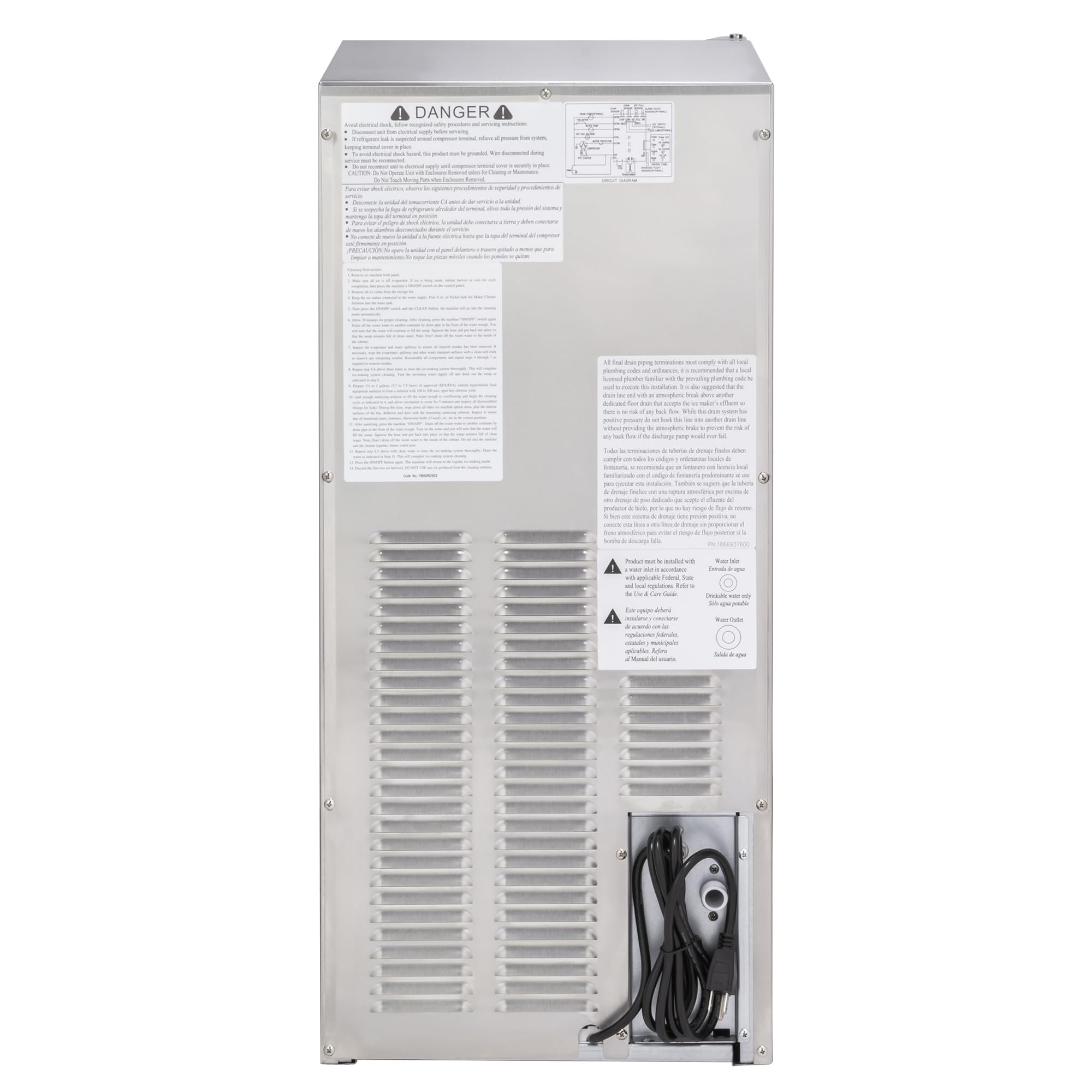 Maxx Ice MIM50P-O Indoor Outdoor Energy Star Built-in Under Counter Clear Ice Maker Machine with Drain Pump Reversible Door 65 Pound Production and 25 Pound Storage Capacity, 14.6