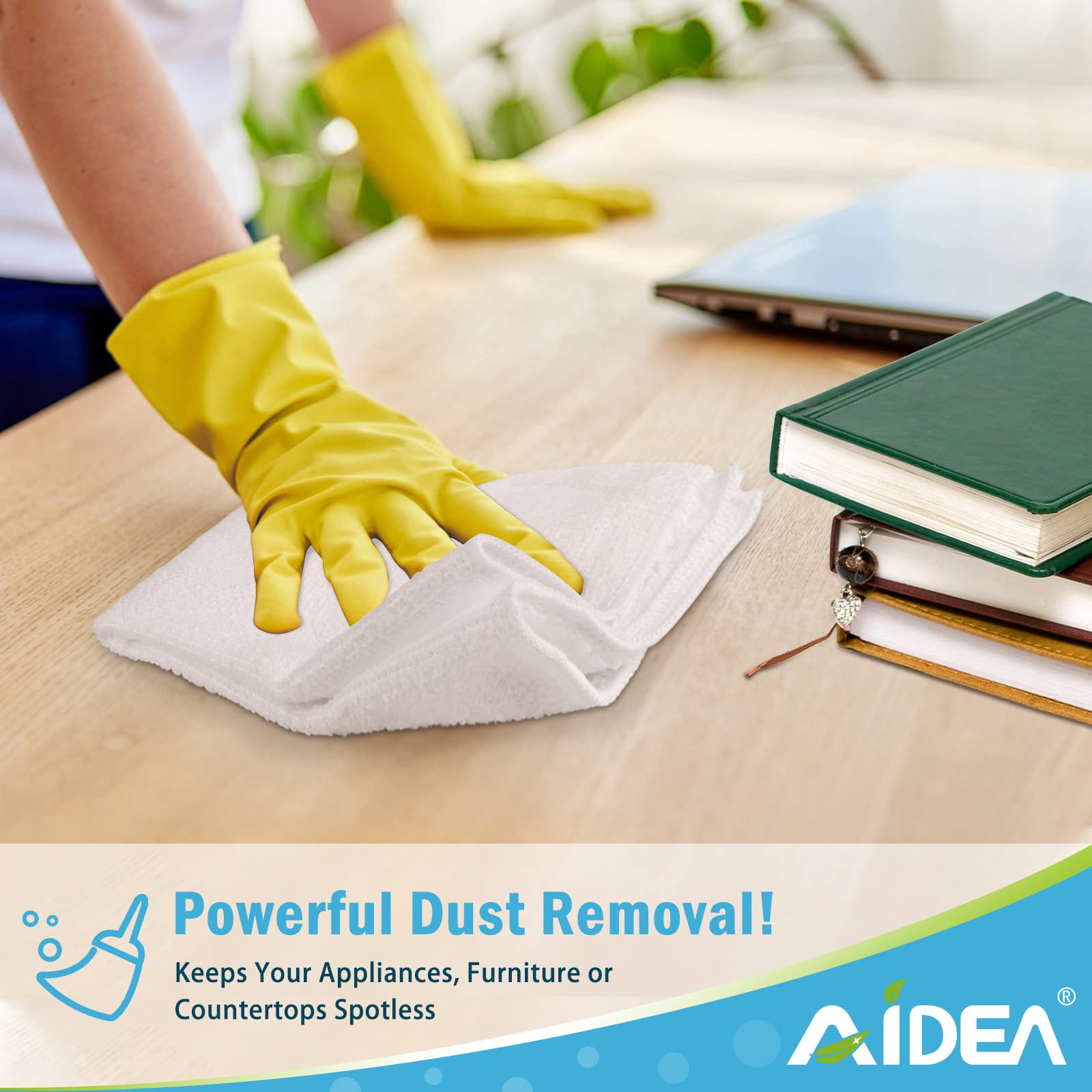 AIDEA Microfiber Cleaning Cloth White 50PK, Microfiber Towels for Cars, Lint Free Rags, Kitchen Towels Dusting Cloth, Bar Rags for Cleaning, Wash Cloth, Dish Cloths White, 11.5