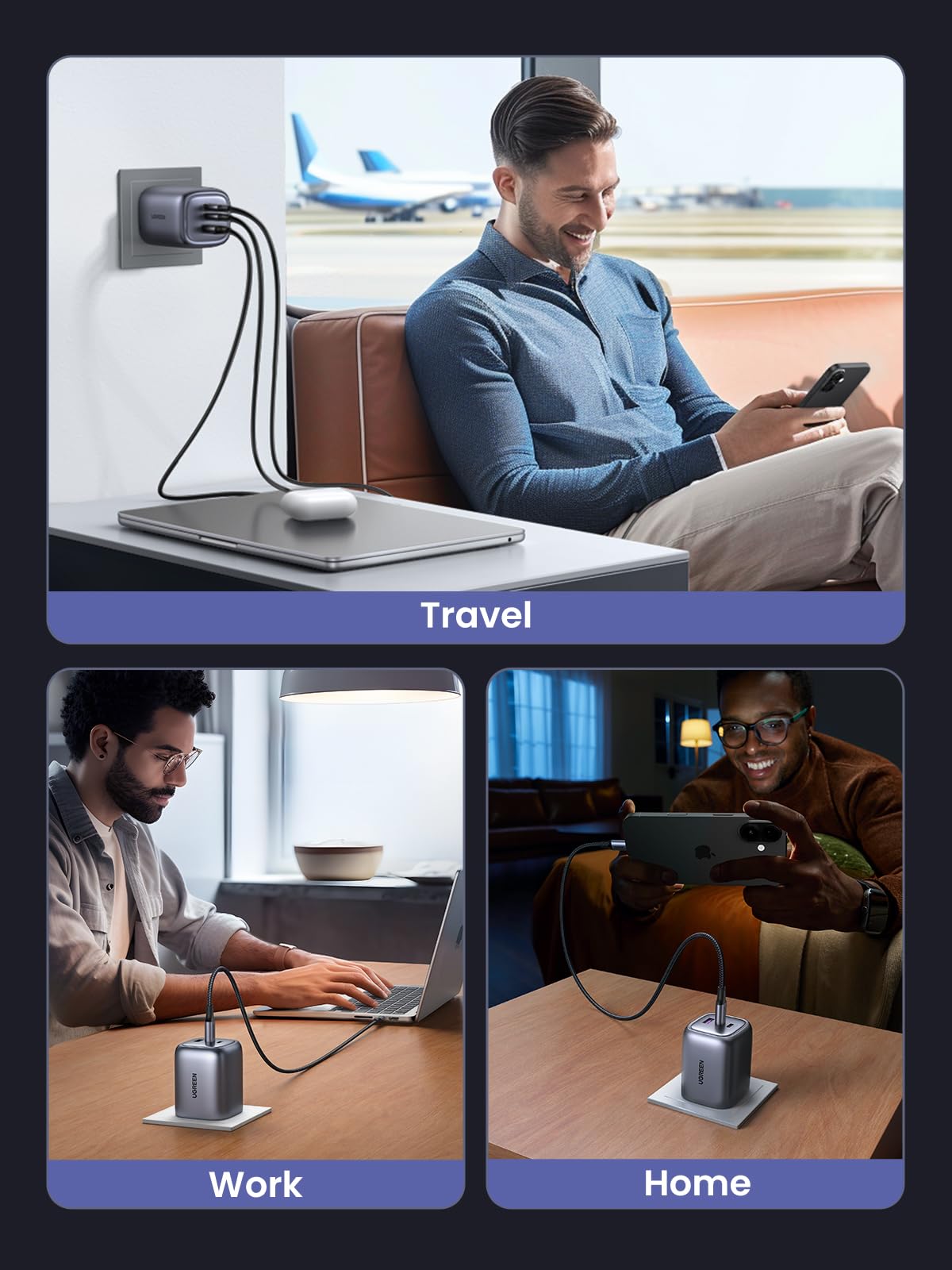 Ugreen Usb C Charger, Macbook Charger Nexode 65W Foldable Fast Gan Charger 3-Port Usb C Plug Support Pps/Pd3.0 Compatible With Macbook Pro/Air, Iphone 17 Pro/Air/17/16/15, Ipad, Galaxy S24/S23, Etc - View 9