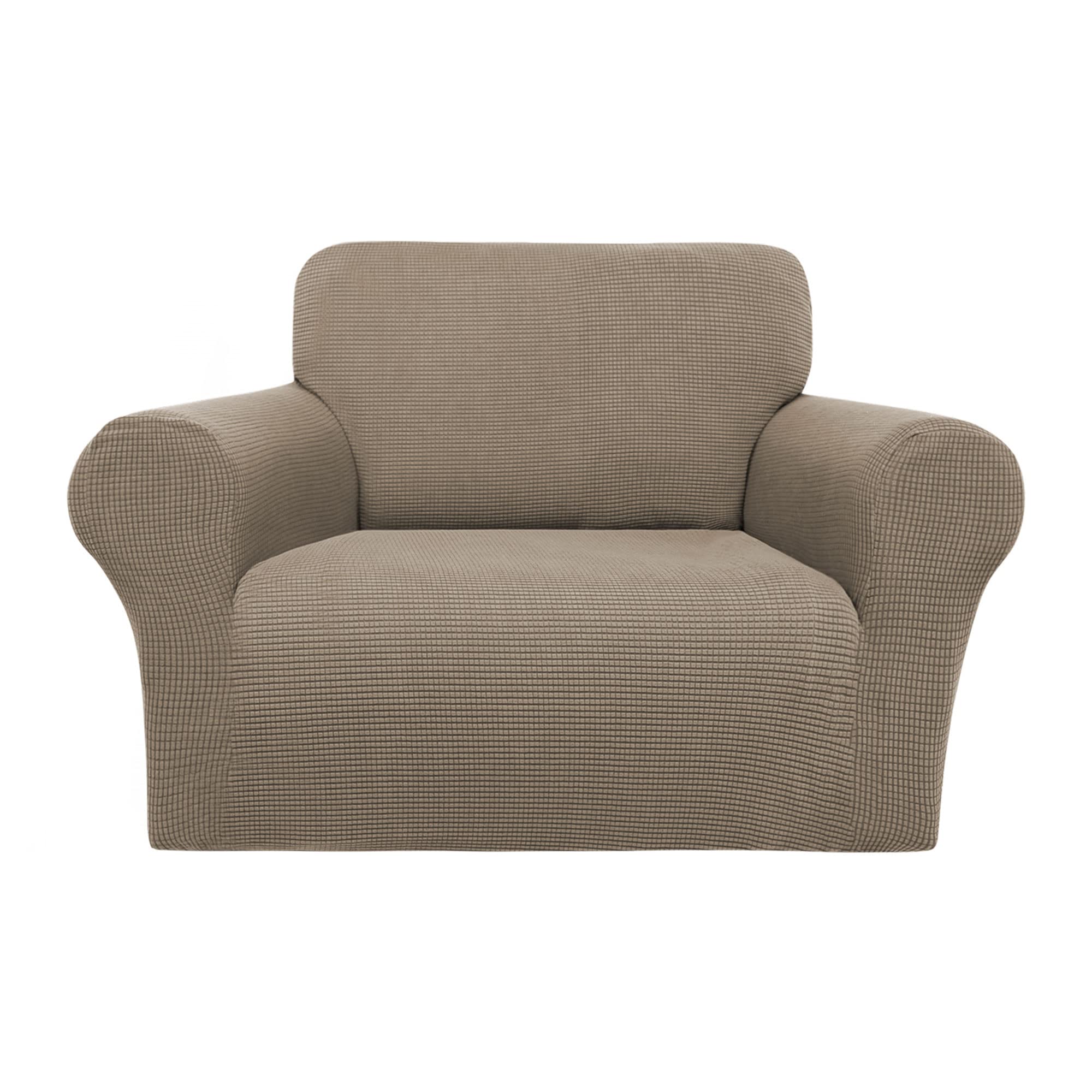 PiccoCasa Stretch Sofa Slipcover, 1-Piece Couch Seat Cover for Sofa Living Room - Spandex Jacquard Checks Sofa Covers, Washable Couch Furniture Cover for Dogs Fallow 1 Seater