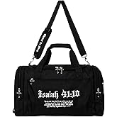 SAINT KAIZEN “Fear Not” Christian Embroidered Duffle Bag – Isaiah 41:10 Verse, Six Pockets & Custom 3D Cross Zippers, Purpose-Driven Gym & Travel Bag
