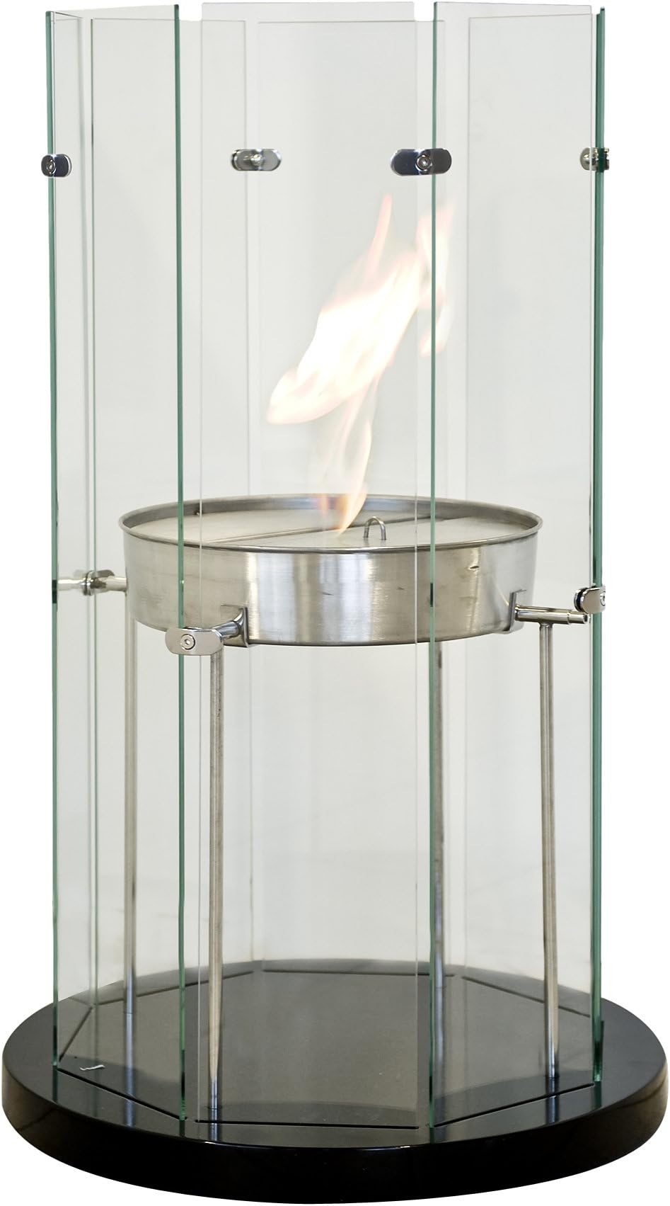 RGE Designs Ethanol Fires MDF/Glass Free Standing Ethanol Fireplace with Laquer, 50 x 50 x 91 cm, Black