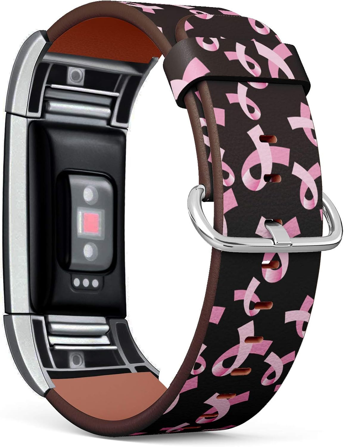 Amazon Com S Type Leather Bracelet Watch Band Strap Replacement Wristband Compatible With Fitbit Charge 2 Pink Ribbon Pattern Breast Cancer Awareness Clothing