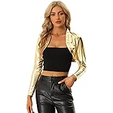 Allegra K Women's Bolero Jackets Holographic Shrug Open Front Metallic Shiny Cropped Cardigan