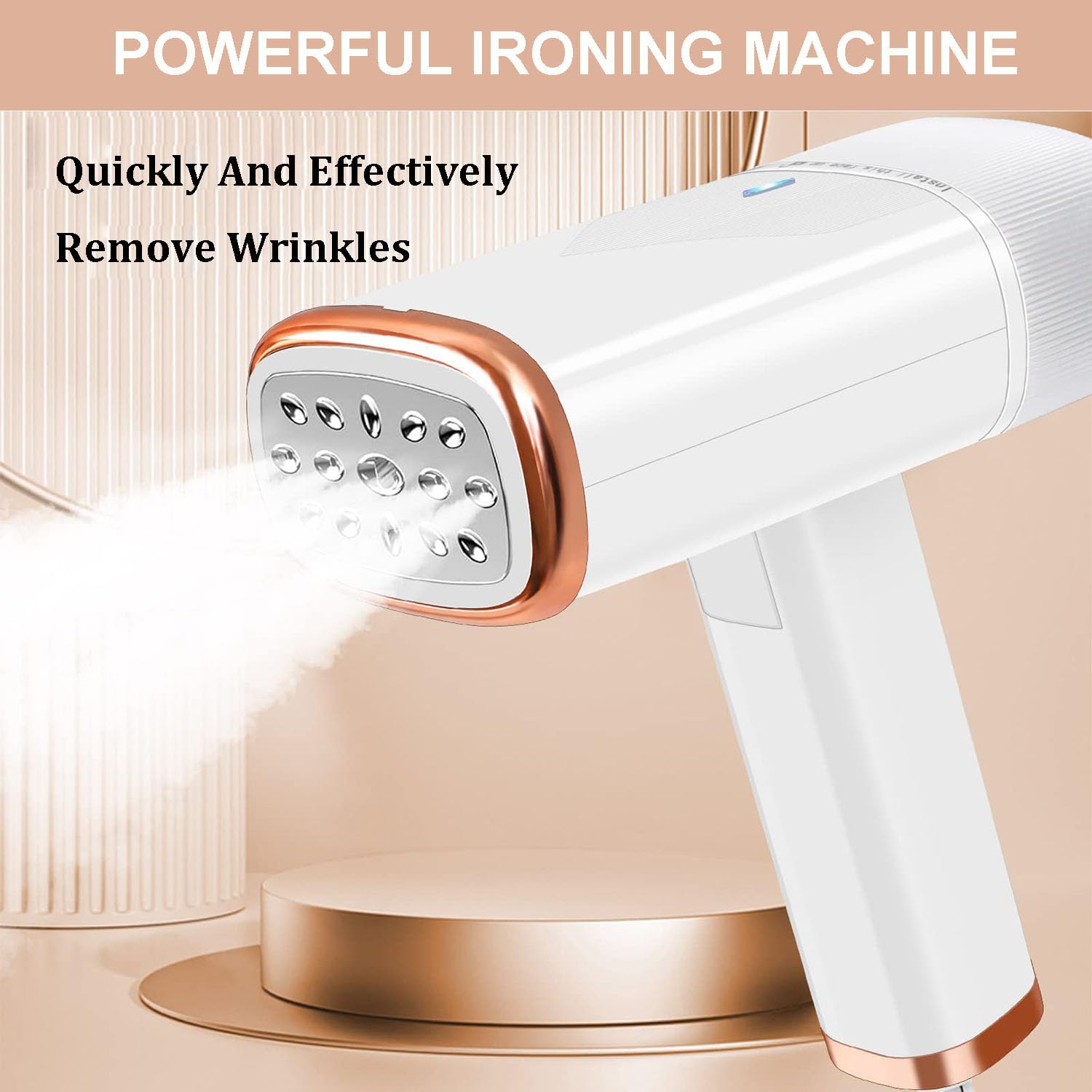 IVYARD Handheld Clothes Steamer, Travel Steamer mini for Clothes, Garment Steamer for Clothes with 1000W Fast Heat Fabric Wrinkles Remove with Brush For Home Business Trip, middle, White