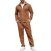 LecGee Men's Corduroy Shacket and Pants Outfits 2 Piece Long Sleeve Causal Autumn Winter Jacket Tracksuit Overshirt Set