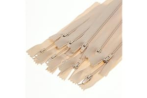 #3 Beige Nylon Coil Zipper Closed End Zippers Bulk for DIY Tailor Sewing Crafts,Bags,Purses(20 PCS/Pack,16 Inch) SHUNLI