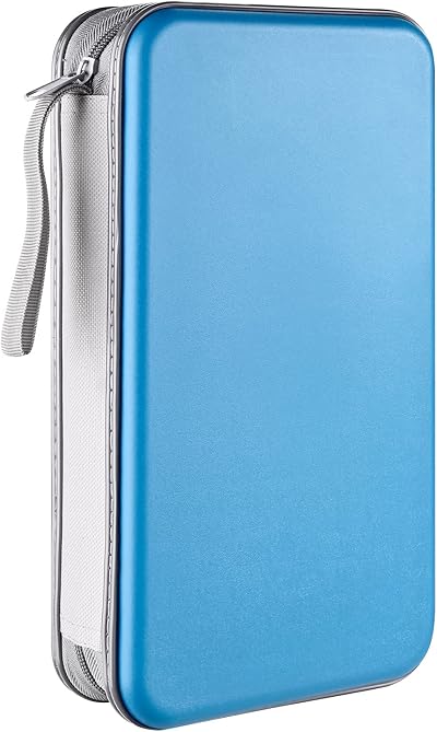 LIOVODE 96 Capacity CD Case Holder Sky Blue Hard Plastic Protective Wallet