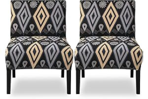 FUANGUI Armless Chair Slipcover 2PCS Armless Accent Chair Cover High Stretch Slipper Chair Slipcover Jacquard Removable Washable Armless Chair Furniture Protector Covers for Dining Living Room, 07