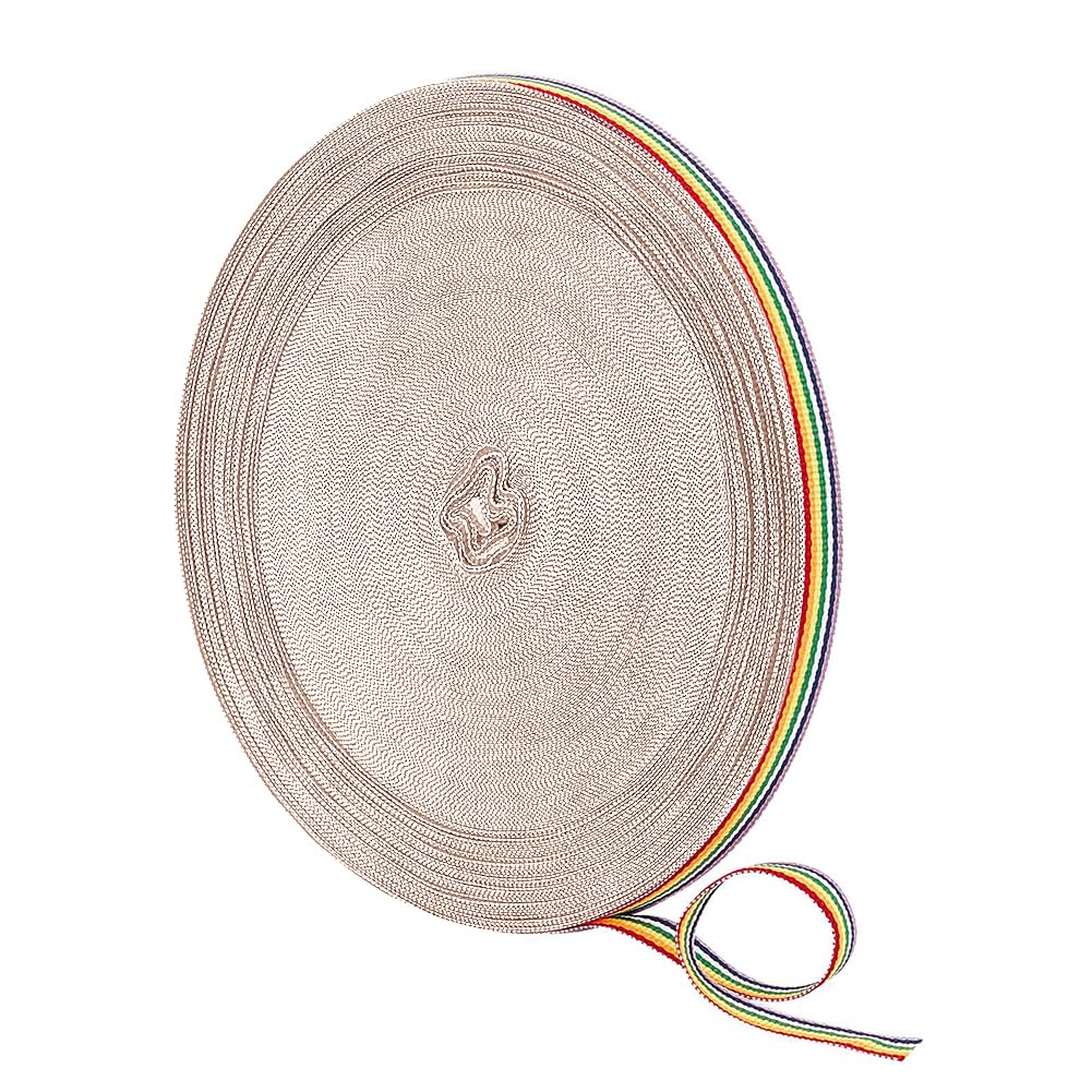 GORGECRAFT 50m Rainbow Ribbon Double Sided Grosgrain Ribbon 10mm Wide Multicolors Stripe Polyester Fabric Strip Roll for DIY Crafts Gift Wrapping Wedding Birthday Party Celebrations Decoration