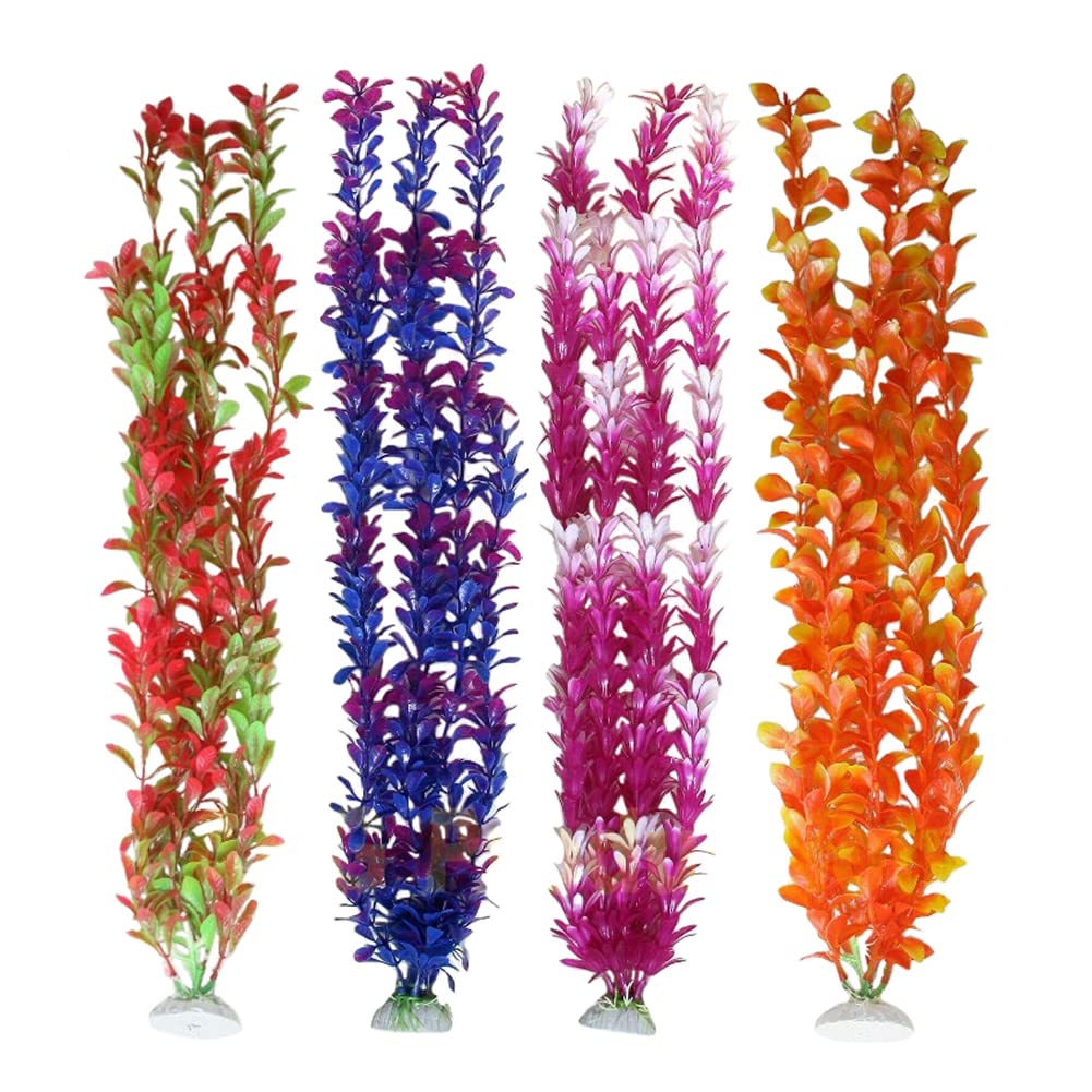 Awlstar Large Realistic Artificial Aquarium Plants Fish Tank Plastic Plants 22 Inch Tall，4 Pack