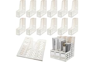 Glenmal 12 Pack Magazine Organizers Binder Organizer for Desk Plastic Vertical File Holder Magazine Racks Desk Accessories for Office, Home, or School (White)