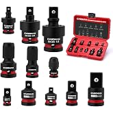 CASOMAN 11PCS Impact Socket Accessory Set, Includes Impact Socket Adapters and Reducers, Impact to 1/4" Hex Converters, Swivel Socket Adapters, CR-MO Steel, for Automotive Repair