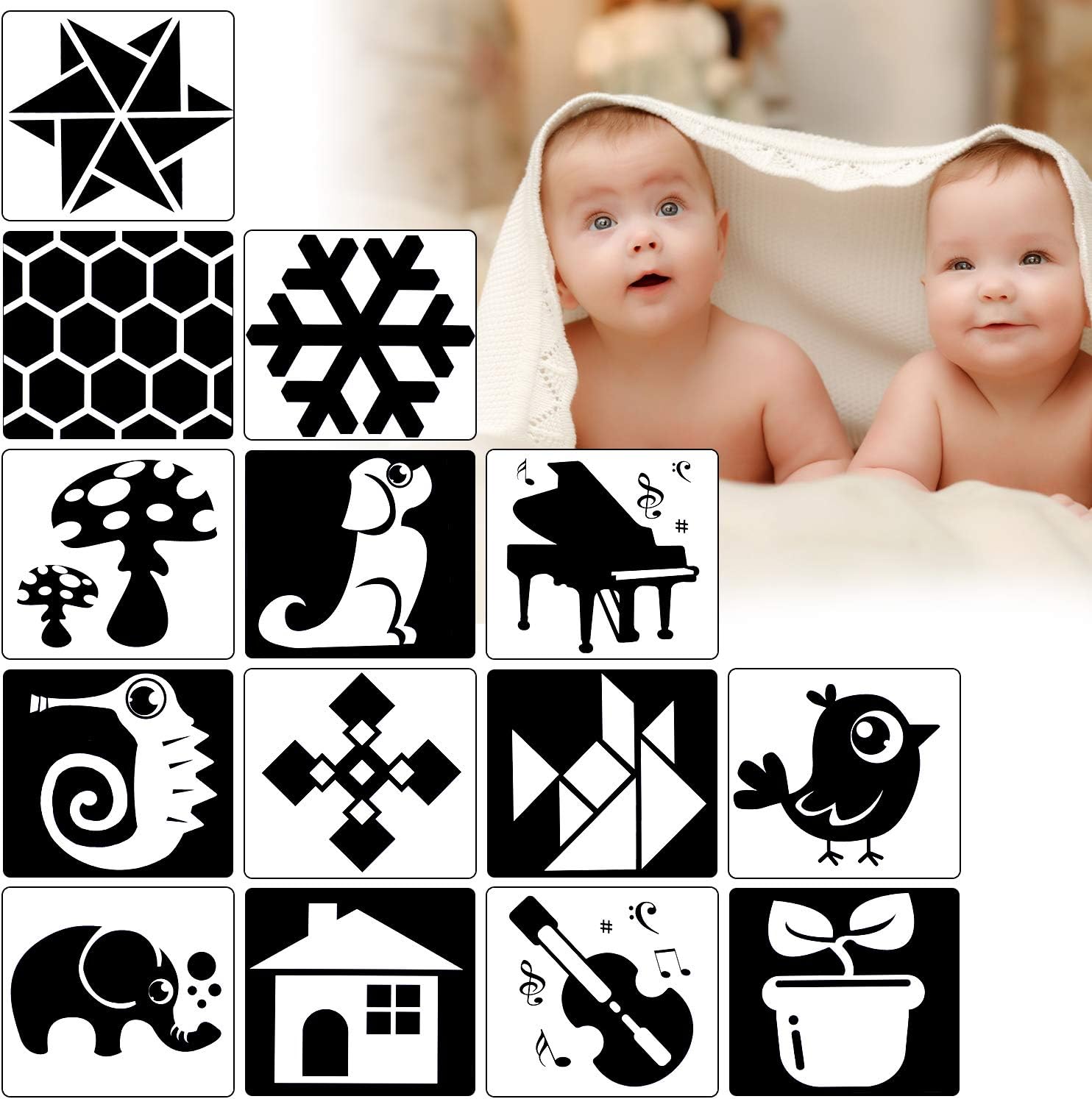 Gejoy 72 Pictures Cute Flash Cards Infant Flash Cards for Newborn Baby Kids Visual Stimulation, 5.5 x 5.5 Inch, 36 Pieces (Retro Style) - Image 4