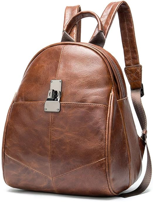 Mochila de cuero para mujer, adolescente, ligera, mochila de viaje