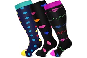 FUELMEFOOT Plus Size Compression Socks for Women Men Wide Calf 15-20 mmHg Extra Large for Circulation Support Recovery