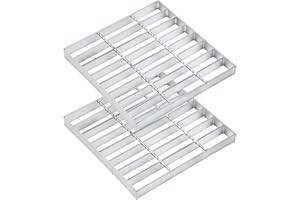 Otoolling 2 Pcs Galvanized Steel Drain Grate 12 x 12 Inch Heavy Duty Outdoor Drain Cover Class Channel Grate Rust-Proof Metal Sewer Silver for Garage, Sewer, Dowmspout, Driveway, Yard