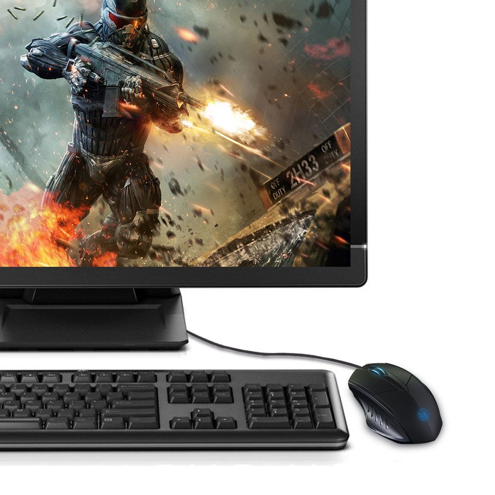 inphic Wired Computer Mouse Black Large USB Desktop Game Mice for Mac,DELL,HP PC/Laptop with Windows/XP Vista/, 6 Buttons 4 Adjustable DPI Levels, Breathing LED Light