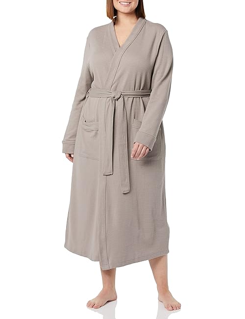 Amazon Essentials Women's Lightweight Waffle Full-Length Robe (Available in Plus Size), Smokey Grey, Small