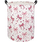 HIYAGON Butterfly Baby Laundry Basket Baby Hamper for Nursery Girl Kids Butterfly Hamper Cute Kids Toys Storage Bin Organizer Butterfly Room Decor for Home(Pink Bowknot)