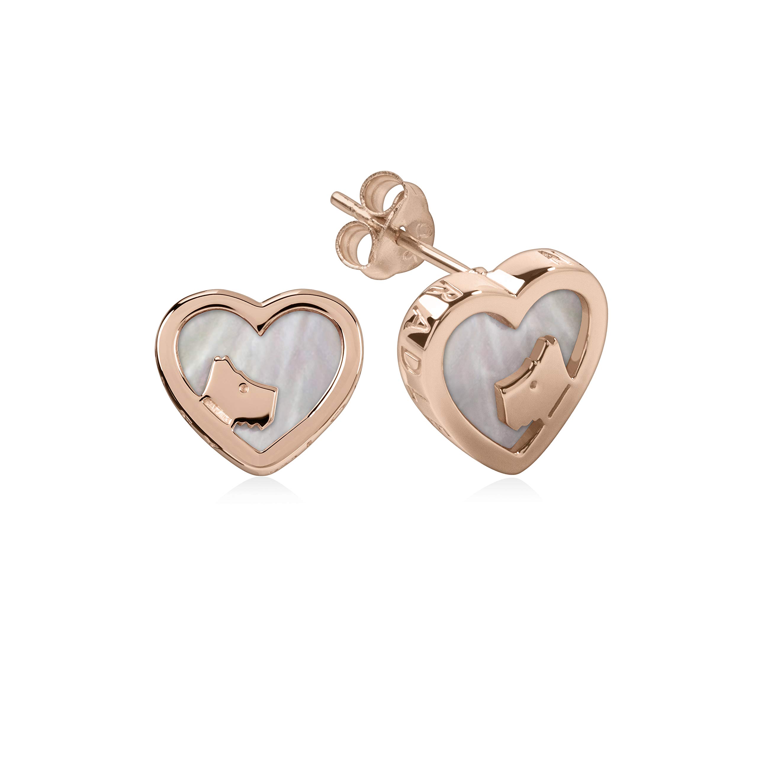 Radley Rose Gold And Pink Mop Heart Stud Earrings RYJ1066
